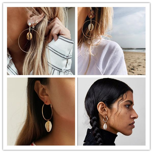 big circle elegant dangle earrings for women sea shell drop earrings stud summer beach dress wedding party gifts jewelry, Silver
big circle elegant dangle earrings for women sea shell drop earrings stud summer beach dress wedding party gifts jewelry, Silver