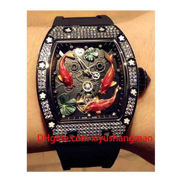 luxury men's watch, master-designed watches, rm057 series, diamond-set case, mechanical movement, koi pattern, imported rubber strap, Slivery;brown
luxury men's watch, master-designed watches, rm057 series, diamond-set case, mechanical movement, koi pattern, imported rubber strap, Slivery;brown