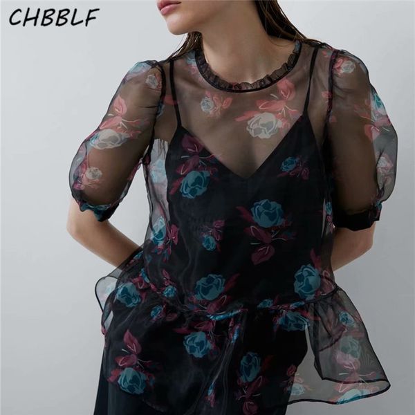 chbblf women stylish floral pattern organza blouses short sleeve pleated shirts female see through chic cdc9341, White
chbblf women stylish floral pattern organza blouses short sleeve pleated shirts female see through chic cdc9341, White