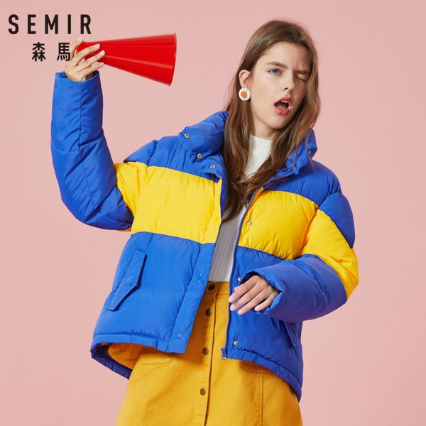 semir women color block padded jacket with snap&zip closure stand-up collar puffer jacket with flap button pocket longer at back, Black
semir women color block padded jacket with snap&zip closure stand-up collar puffer jacket with flap button pocket longer at back, Black