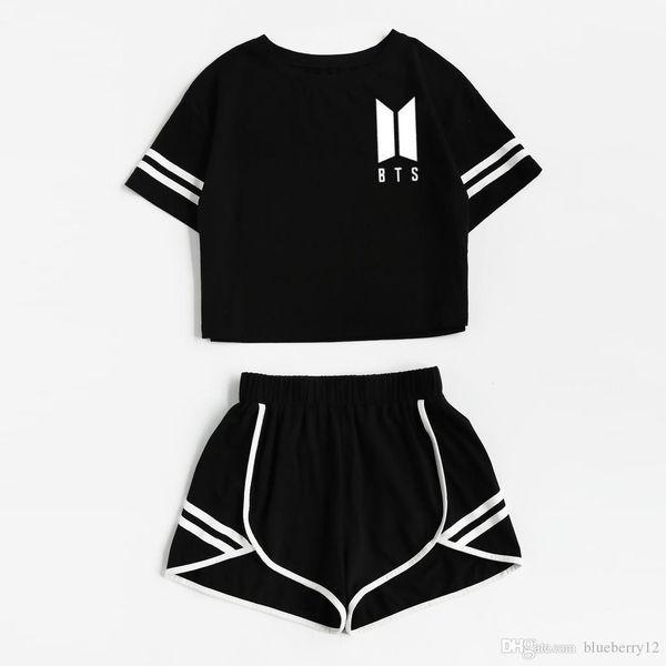 2018 women sport suits black printed suit short sleeve crop t shirt plus shorts sets summer casual two pieces clothing, Gray
2018 women sport suits black printed suit short sleeve crop t shirt plus shorts sets summer casual two pieces clothing, Gray