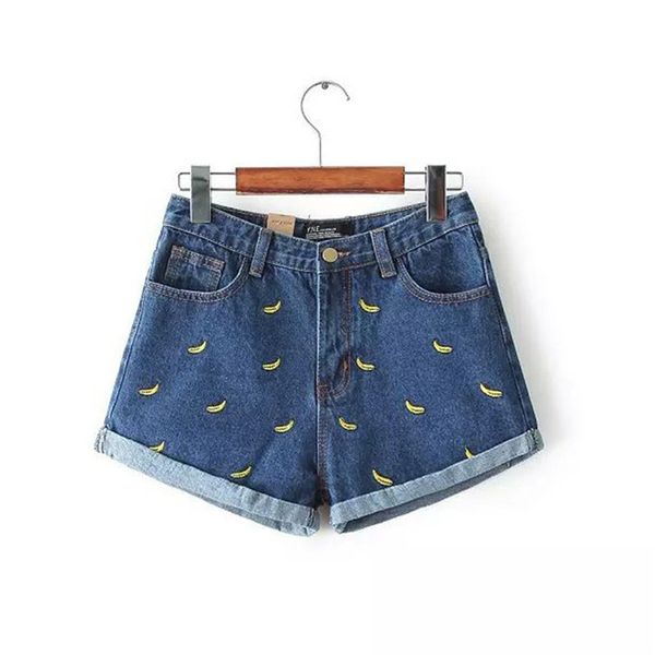 2019 new fashion women korean summer banana flower embroidery cotton curling plus size casual female waist denim shorts c1008, Blue
2019 new fashion women korean summer banana flower embroidery cotton curling plus size casual female waist denim shorts c1008, Blue