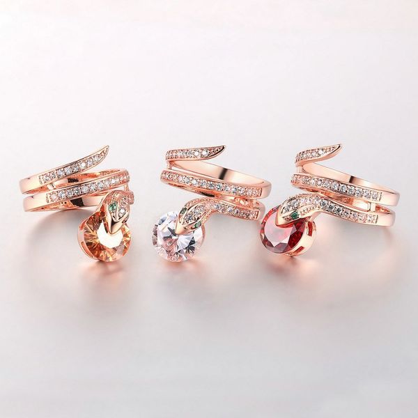 jewelry snakelike ma'am ring popular zircon plating rose gold ring, Silver 
jewelry snakelike ma'am ring popular zircon plating rose gold ring, Silver