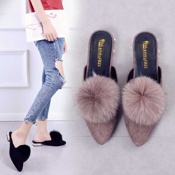 shoes woman outdoor casual fashion fur ball shoes ladies mules pointed toe half slipper women slides ladies flat mules slides, Black
shoes woman outdoor casual fashion fur ball shoes ladies mules pointed toe half slipper women slides ladies flat mules slides, Black