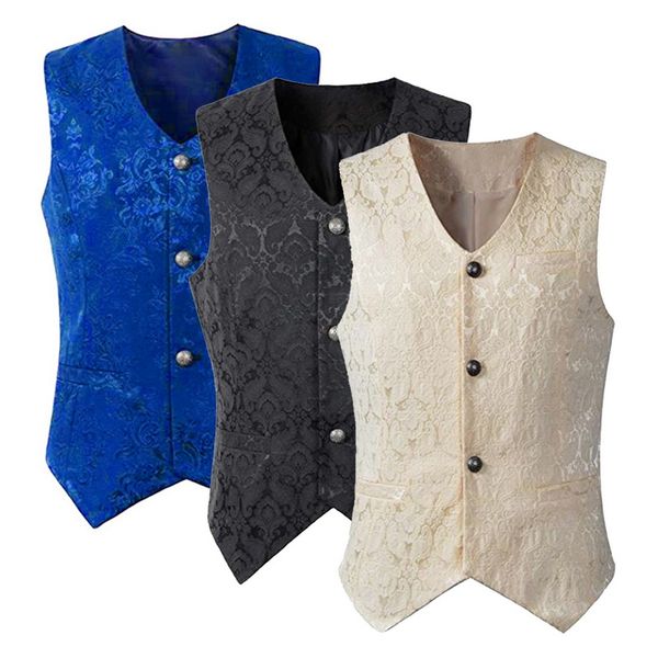2019 vintage luxuray floral print vest men wedding business formal blazers vest retro cosplay costume medieval waistcoat party, Black;white
2019 vintage luxuray floral print vest men wedding business formal blazers vest retro cosplay costume medieval waistcoat party, Black;white