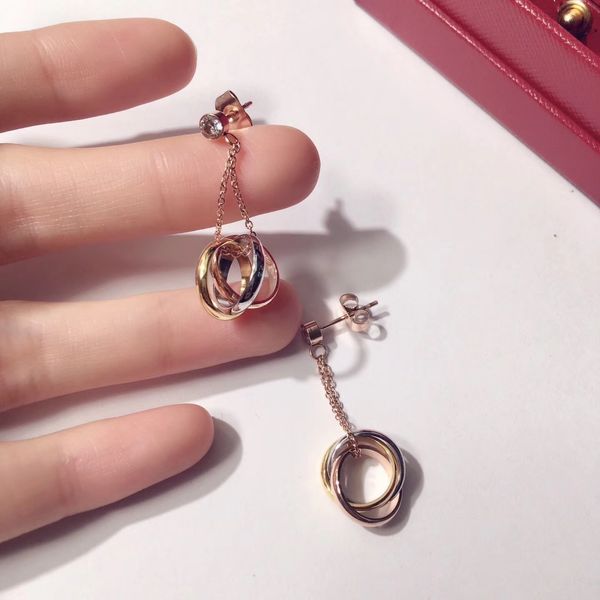 fashion- steel stud earring with super cute lucky three colors round connect earring with diamond for women wedding gift jewelry ps66, Golden
fashion- steel stud earring with super cute lucky three colors round connect earring with diamond for women wedding gift jewelry ps66, Golden