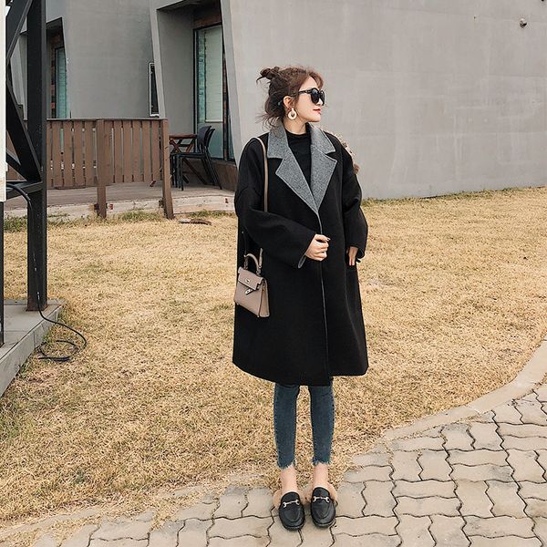 winter fashion women's women coat 2019 new wild casual solid color ladies woolen coat fashion women clothing f920, Black
winter fashion women's women coat 2019 new wild casual solid color ladies woolen coat fashion women clothing f920, Black