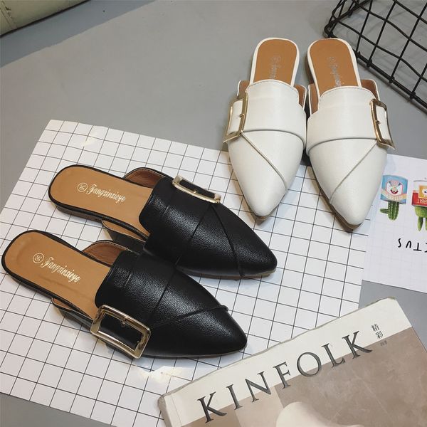 2020 new sandals female baotou semi-trailer shoes tip side buckle flat loafers nv dan xie-music of the tide, Black
2020 new sandals female baotou semi-trailer shoes tip side buckle flat loafers nv dan xie-music of the tide, Black