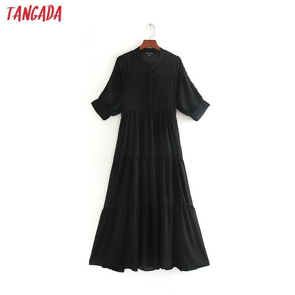 tangada fashion women black embroidery mesh dress short sleeve buttons vintage female midi dress vestidos ce187, Black;gray
tangada fashion women black embroidery mesh dress short sleeve buttons vintage female midi dress vestidos ce187, Black;gray