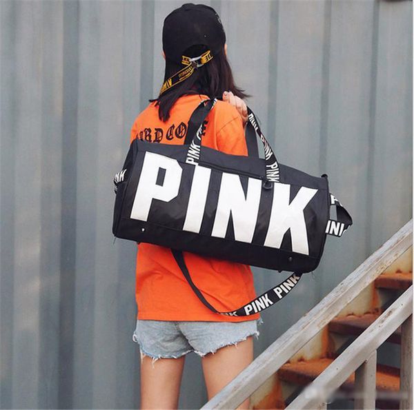 pink letter duffel bags sports women girls handbags large capacity travel duffle gym fitness yoga tote waterproof shoulder bag, Black
pink letter duffel bags sports women girls handbags large capacity travel duffle gym fitness yoga tote waterproof shoulder bag, Black
