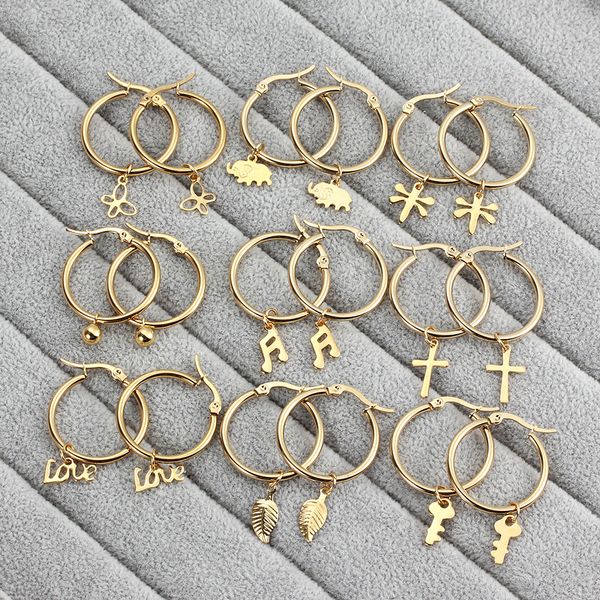 silver/gold color small hoop earrings for women girl stainless steel earrings fashion jewelry dangle butterfly cross bead parts, Golden;silver
silver/gold color small hoop earrings for women girl stainless steel earrings fashion jewelry dangle butterfly cross bead parts, Golden;silver