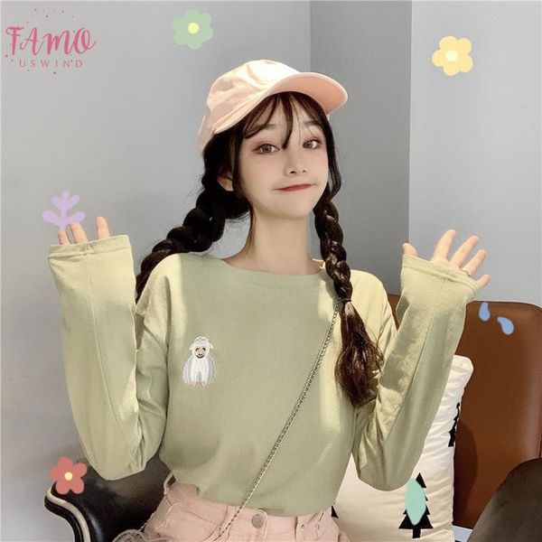 autumn women long sleeve t shirt animal embroidery cartoon print sweet kawaii female cap sleeve tee shirts inside, White
autumn women long sleeve t shirt animal embroidery cartoon print sweet kawaii female cap sleeve tee shirts inside, White