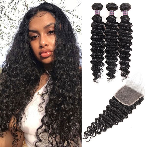 malaysian virgin hair deep wave 3 bundles with 4x4 lace closure unprocessed virgin hair extensions indian human hair bundles with closure, Black
malaysian virgin hair deep wave 3 bundles with 4x4 lace closure unprocessed virgin hair extensions indian human hair bundles with closure, Black