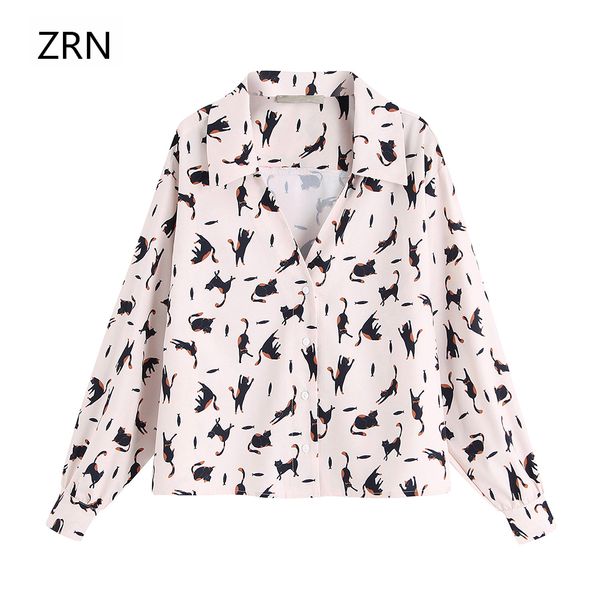 fashionable age cartoon cat print long-sleeved shirt 2019 new ladies autumn loose wild cute shirt, White
fashionable age cartoon cat print long-sleeved shirt 2019 new ladies autumn loose wild cute shirt, White