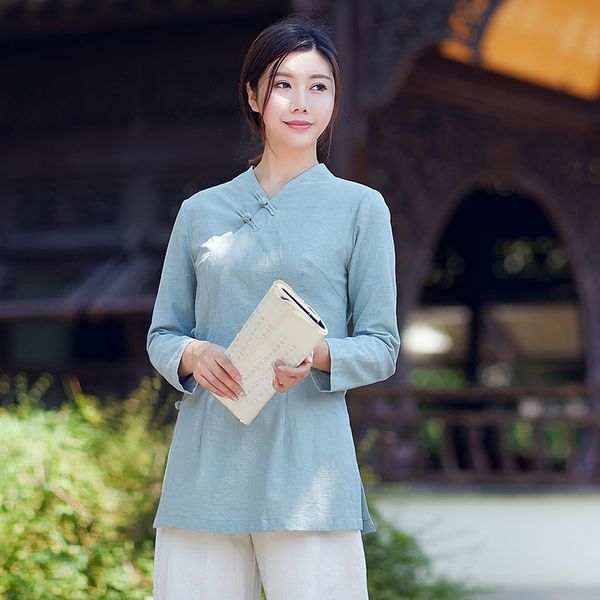 slim long sleeve long sleeve t-shirt chinese clothing cross collar plate buttons zen service suit jacket women, Red
slim long sleeve long sleeve t-shirt chinese clothing cross collar plate buttons zen service suit jacket women, Red