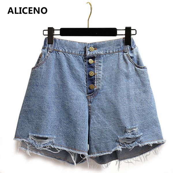 aliceno 2xl-6xl big size summer women mid waist light blue casual jeans shorts button straight hole ladys denim shorts, White;black
aliceno 2xl-6xl big size summer women mid waist light blue casual jeans shorts button straight hole ladys denim shorts, White;black