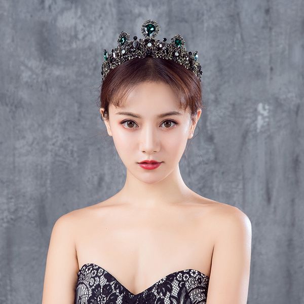 vintage baroque tiaras and crowns green crystal black rhinestone wedding hair jewelry for women queen princess hair accessories, Golden;white
vintage baroque tiaras and crowns green crystal black rhinestone wedding hair jewelry for women queen princess hair accessories, Golden;white
