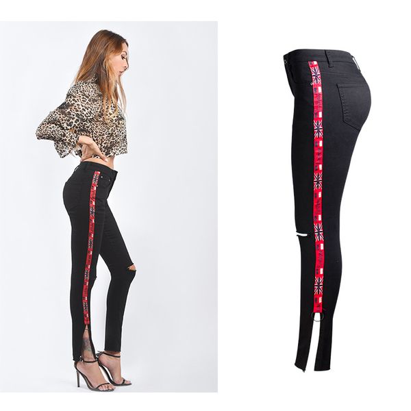 2019 fashion women slim black jeans side striped skinny jeans for women plus size 3xl split hem pencil pants female trousers, Blue
2019 fashion women slim black jeans side striped skinny jeans for women plus size 3xl split hem pencil pants female trousers, Blue