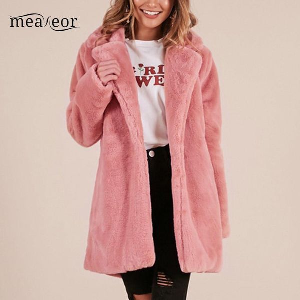 meaneor winter artificial fur coat warm women outwear casual long sleeve fit winter overcoat with pocket solid turn down collar, Black
meaneor winter artificial fur coat warm women outwear casual long sleeve fit winter overcoat with pocket solid turn down collar, Black