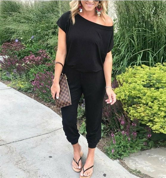 women short sleeve one shoulder loose jumpsuits overalls long trousers pants playsuit casual rompers, Black;white
women short sleeve one shoulder loose jumpsuits overalls long trousers pants playsuit casual rompers, Black;white