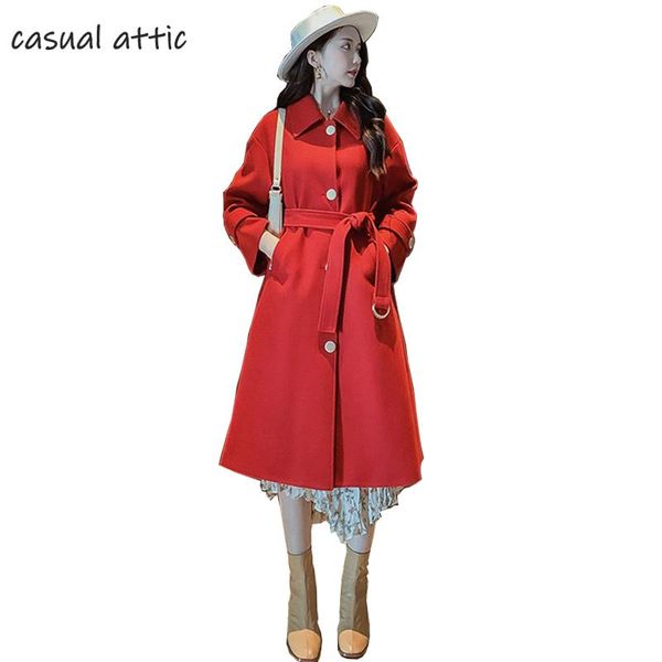 women's wool & blends autumn winter wool-blend woolen coat female long korean 2021 single breasted belt lace-up solid casual slim overc, Black
women's wool & blends autumn winter wool-blend woolen coat female long korean 2021 single breasted belt lace-up solid casual slim overc, Black