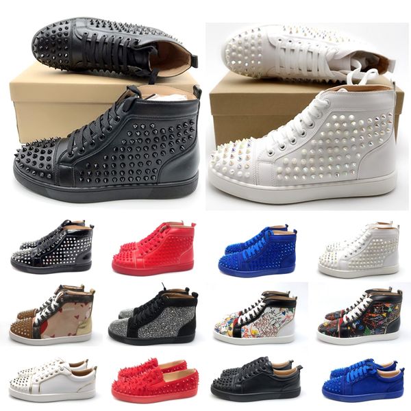 Luxury Designer Red Bottom Studded Spikes Sneakers men women Casual shoes black Party Lovers Rhinestones Leather glitter Girls Boots
Luxury Designer Red Bottom Studded Spikes Sneakers men women Casual shoes black Party Lovers Rhinestones Leather glitter Girls Boots
