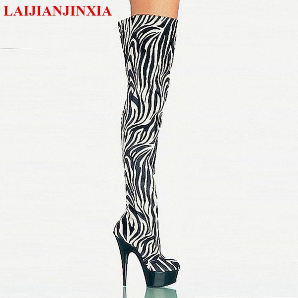 laijianjinxia 15cm fashionable zebra horsehair leather platforms womens boots 6 inch high heel shoes thigh high boots, Black
laijianjinxia 15cm fashionable zebra horsehair leather platforms womens boots 6 inch high heel shoes thigh high boots, Black
