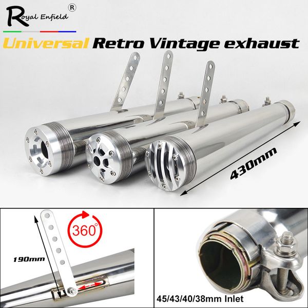 38/40/43/45mm universal retro electroplating chrome silver antique motorcycle muffler exhaust vertical pressure case cbr cbr125
38/40/43/45mm universal retro electroplating chrome silver antique motorcycle muffler exhaust vertical pressure case cbr cbr125