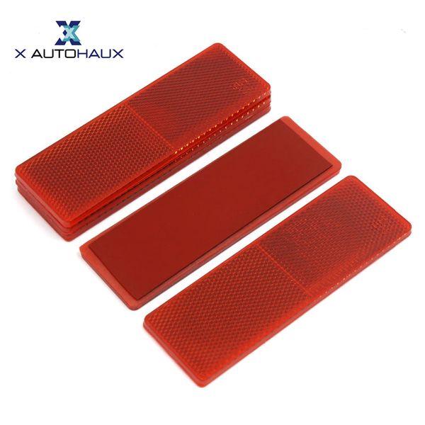 

x autohaux 5pcs car red plastic reflective plate sticky reflector 14.5cm long w/o holes 5pcs