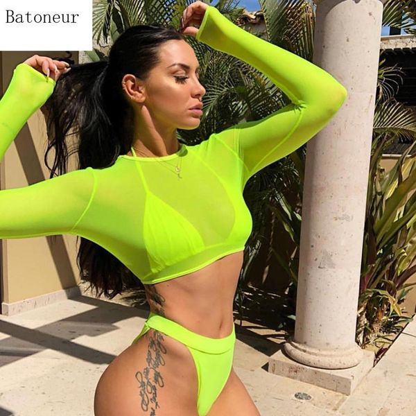 casual streetwear neon green fluorescent color t shirt women mesh transparent crop slim fit outfits
casual streetwear neon green fluorescent color t shirt women mesh transparent crop slim fit outfits