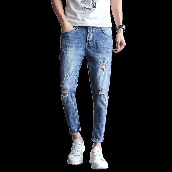summer casual jeans men fashion 2019 brand new denim men's ripped jeans slim fit ankle length streetwear hole pants, Blue
summer casual jeans men fashion 2019 brand new denim men's ripped jeans slim fit ankle length streetwear hole pants, Blue