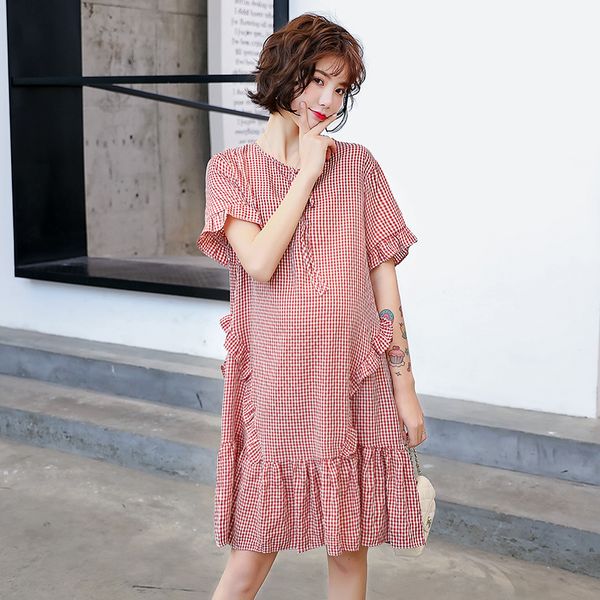 plaid printed maternity dress summer new korean version of maternity dress in the long section of the tide mother pregnant skirt, White
plaid printed maternity dress summer new korean version of maternity dress in the long section of the tide mother pregnant skirt, White