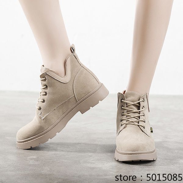 2019 autumn winter shoes motorcyle boots lace up casual shoes woman platform ankle boots botas mujer flats 7753, Black