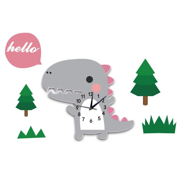 

mute three-dimensional dinosaur cartoon wall clock children's room clock silent stereo cartoon dinosaur wall hanging