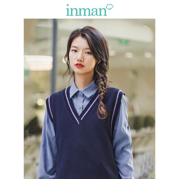 inman 2019 winter new arrival literary short knitted v-neck vest short women pullover, Black;white
inman 2019 winter new arrival literary short knitted v-neck vest short women pullover, Black;white