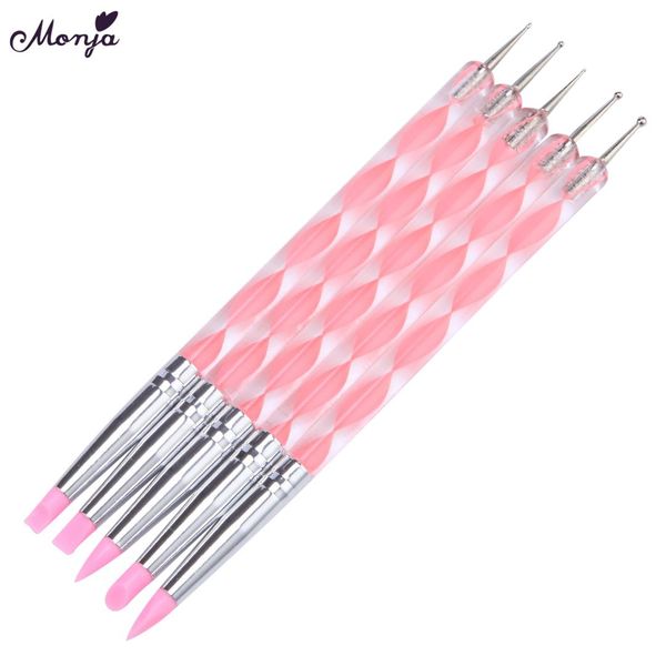 monja 5pcs/set dual end nail art silicone sculpture carving emboss modeling builder rhinetstone beads dotting picking pen brush, Yellow 
monja 5pcs/set dual end nail art silicone sculpture carving emboss modeling builder rhinetstone beads dotting picking pen brush, Yellow