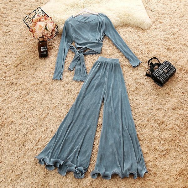 new autumn female o neck long sleeve lace up shirts sold color high waist chiffon flare trousers suit womens piece sets, White
new autumn female o neck long sleeve lace up shirts sold color high waist chiffon flare trousers suit womens piece sets, White