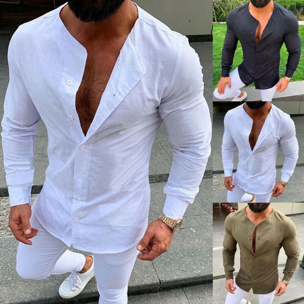 casual collarless shirts men linen slim fit casual long sleeve dress shirts crew neck shirt blouse, White;black
casual collarless shirts men linen slim fit casual long sleeve dress shirts crew neck shirt blouse, White;black