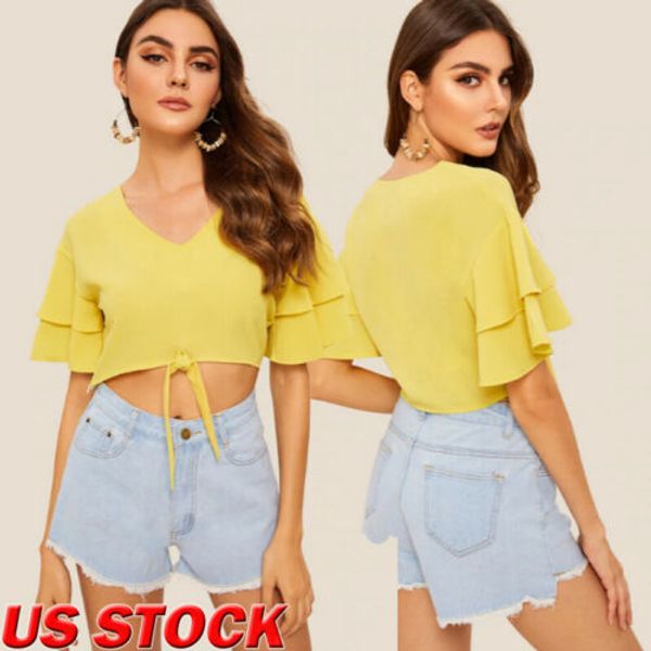 women loose short half butterfly v-neck beach party sleeve chiffon casual shirt fashion bow solid girls summer blouse, White
women loose short half butterfly v-neck beach party sleeve chiffon casual shirt fashion bow solid girls summer blouse, White