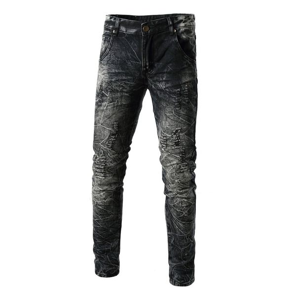 jeans mens pierced holes print jeans men's straight fashion distressed male slim pencil pants vintage mens trousers, Blue
jeans mens pierced holes print jeans men's straight fashion distressed male slim pencil pants vintage mens trousers, Blue