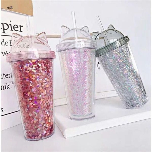 glitter bpa water bottle with straw plastic flash cat ear double wall drinking bottle coffee juice cup
glitter bpa water bottle with straw plastic flash cat ear double wall drinking bottle coffee juice cup