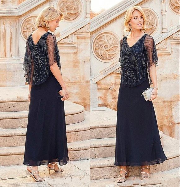 vintage mother off bride dresses chiffon navy blue v neck beadings cap sleeves ankle length mother's formal gowns, Black;red
vintage mother off bride dresses chiffon navy blue v neck beadings cap sleeves ankle length mother's formal gowns, Black;red