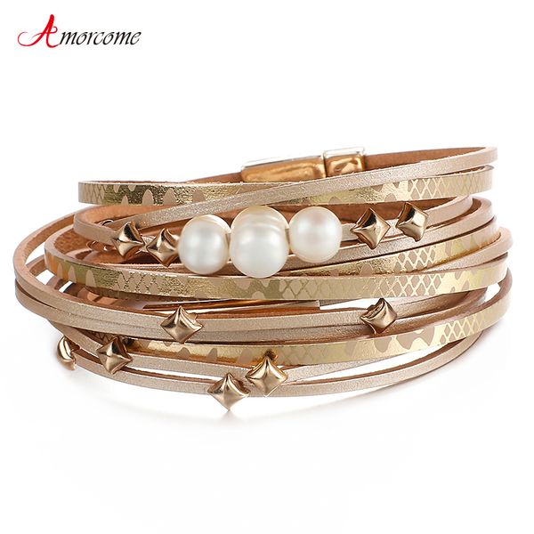 amorcome star pearl charms leather bracelets for women 2020 trendy boho multilayer wide wrap bracelets & bangles femme jewelry, Golden;silver
amorcome star pearl charms leather bracelets for women 2020 trendy boho multilayer wide wrap bracelets & bangles femme jewelry, Golden;silver