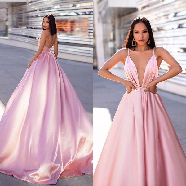 pink spaghetti evening dresses backless 2020 ruched party robe de soiree prom gowns custom made, Black;red
pink spaghetti evening dresses backless 2020 ruched party robe de soiree prom gowns custom made, Black;red
