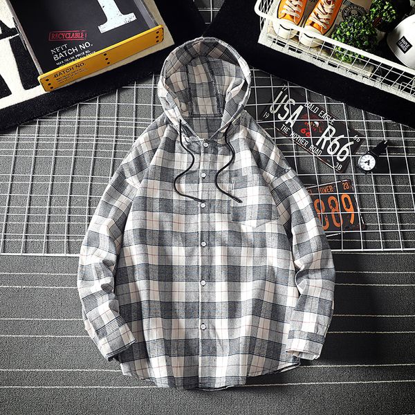 autumn plaid shirt men's fashion retro casual hooded shirt man streetwear loose long sleeve shirts men large size -5xl, White;black
autumn plaid shirt men's fashion retro casual hooded shirt man streetwear loose long sleeve shirts men large size -5xl, White;black