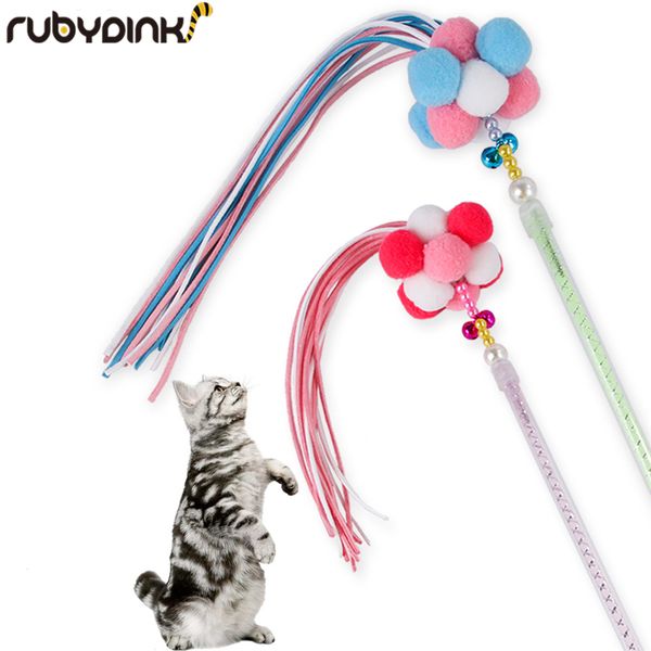 

funny playing interactive pet cat toys cat teaser wand toy stick feather interactive play funny kitten pet supply by rubydink