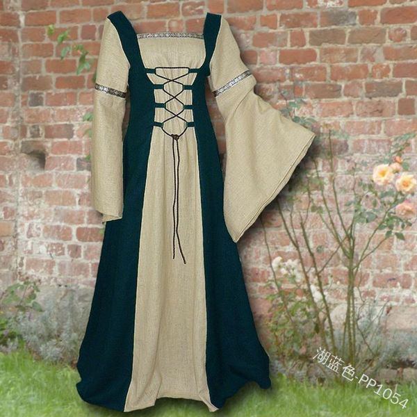 women's fashion vintage celtic long sleeve medieval dress floor length renaissance gothic dress cosplay halloween costume 2020, White;black
women's fashion vintage celtic long sleeve medieval dress floor length renaissance gothic dress cosplay halloween costume 2020, White;black