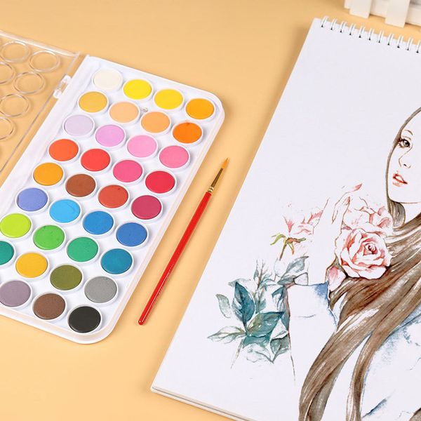 36 colors art solid pigment professional with paintbrush portable for drawing paint watercolors set school painting supplies
36 colors art solid pigment professional with paintbrush portable for drawing paint watercolors set school painting supplies