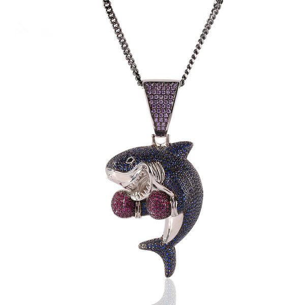 boxing shark pendant hip-hop micro-zircon necklace gun black cuban chain hip hop accessories, Silver
boxing shark pendant hip-hop micro-zircon necklace gun black cuban chain hip hop accessories, Silver