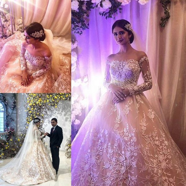 luxury ball gown wedding dresses scoop neck long sleeves lace 3d appliques wedding gowns custom made sweep train robe de mariee, White
luxury ball gown wedding dresses scoop neck long sleeves lace 3d appliques wedding gowns custom made sweep train robe de mariee, White